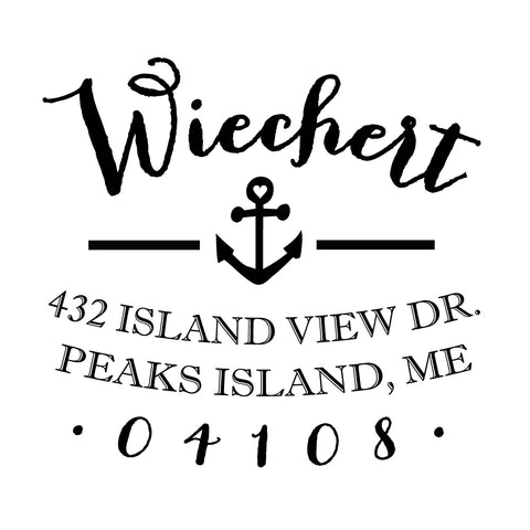 Anchor Nautical Address Personalized Custom Return Address Rubber Stamp or Self Inking Stamp Anchor Beach