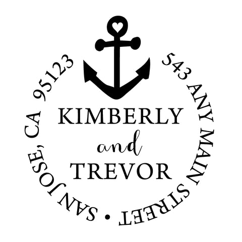 Anchor Circle Nautical Address Personalized Custom Return Address Rubber Stamp or Self Inking Stamp Anchor Beach