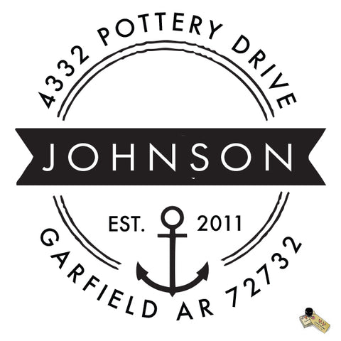 Personalized Custom Return Address Rubber Stamp or Self Inking Stamp Anchor Nautical Beach Name