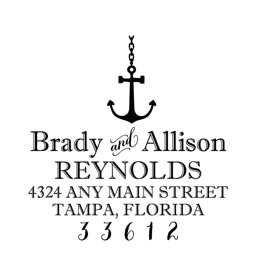 Anchor Rope Chain Circle Nautical Address Personalized Custom Return Address Rubber Stamp or Self Inking Stamp Anchor Beach - Britt Lauren Stamps