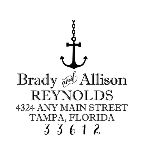 Anchor Rope Chain Circle Nautical Address Personalized Custom Return Address Rubber Stamp or Self Inking Stamp Anchor Beach