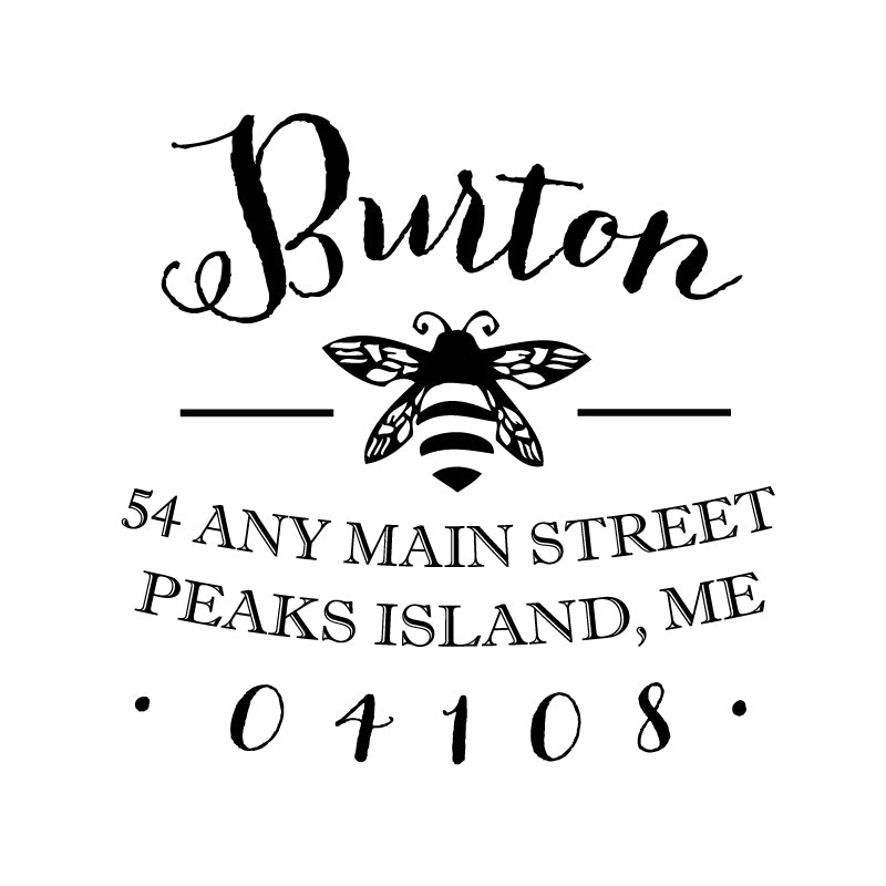 Bee Address Personalized Custom Return Address Rubber Stamp or Self Inking Stamp Nature - Britt Lauren Stamps