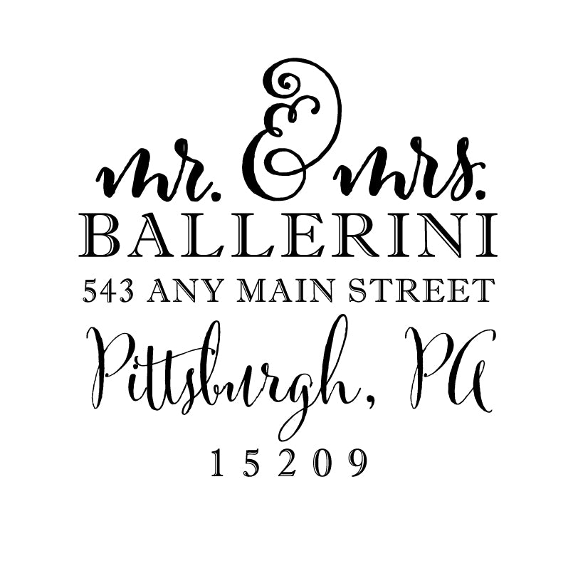 Mr. and Mrs. Address Personalized Custom Return Address Rubber Stamp or Self Inking Stamp Classic - Britt Lauren Stamps