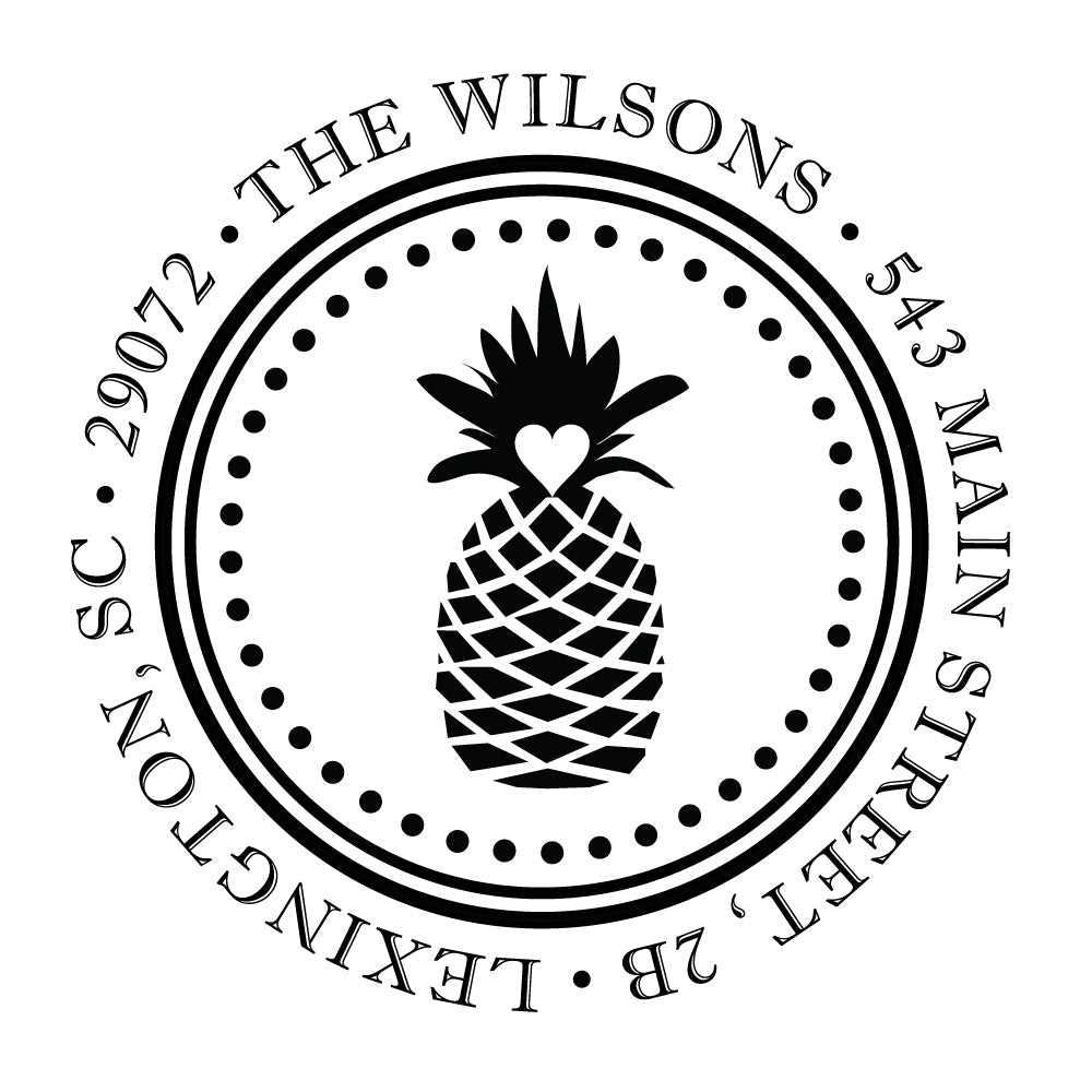 Pineapple Personalized Custom Return Address Rubber Stamp or Self Inking Stamp Anchor Nautical Beach - Britt Lauren Stamps