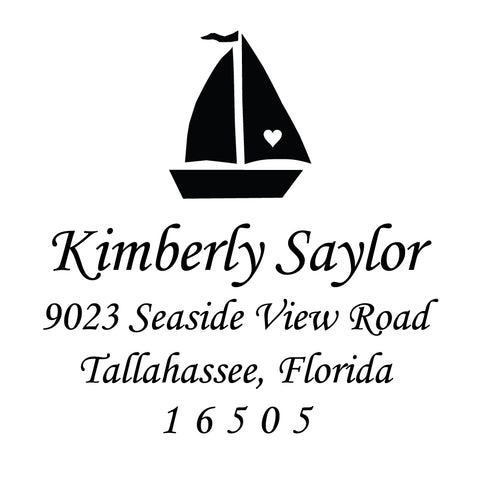 Sailboat Sailing Address Personalized Custom Return Address Rubber Stamp or Self Inking Stamp Anchor Nautical Beach Monogram