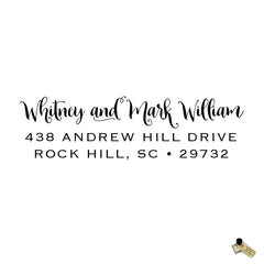 Script Calligraphy William Style Personalized Custom Return Address Rubber Stamp or Self Inking RSVP Envelope Handwriting Stationery Couple - Britt Lauren Stamps