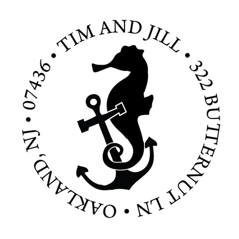 Seahorse Anchor Beach Nautical Address Personalized Custom Return Address Rubber Stamp or Self Inking Stamp Beach