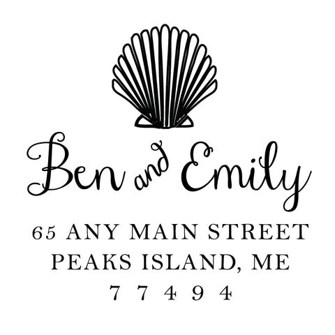 Seashell Coast Address Personalized Custom Return Address Rubber Stamp or Self Inking Stamp Anchor Beach