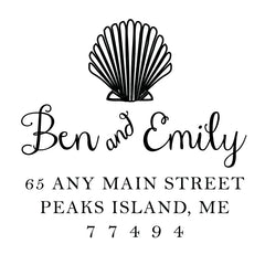 Seashell Coast Address Personalized Custom Return Address Rubber Stamp or Self Inking Stamp Anchor Beach - Britt Lauren Stamps