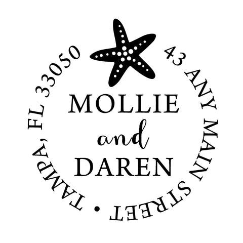 Starfish Home Personalized Custom Return Address Rubber Stamp or Self Inking Stamp Anchor Nautical Beach Monogram