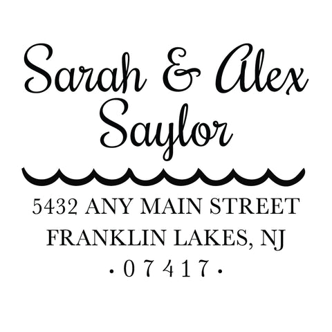 Water Waves Personalized Custom Return Address Rubber Stamp or Self Inking Stamp Anchor Nautical Beach Monogram